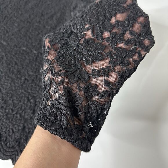 Black Sheer Floral Mesh Top Womens Sz S? Long Sleeve Dark Romantic Fairy Witchy - Picture 8 of 12